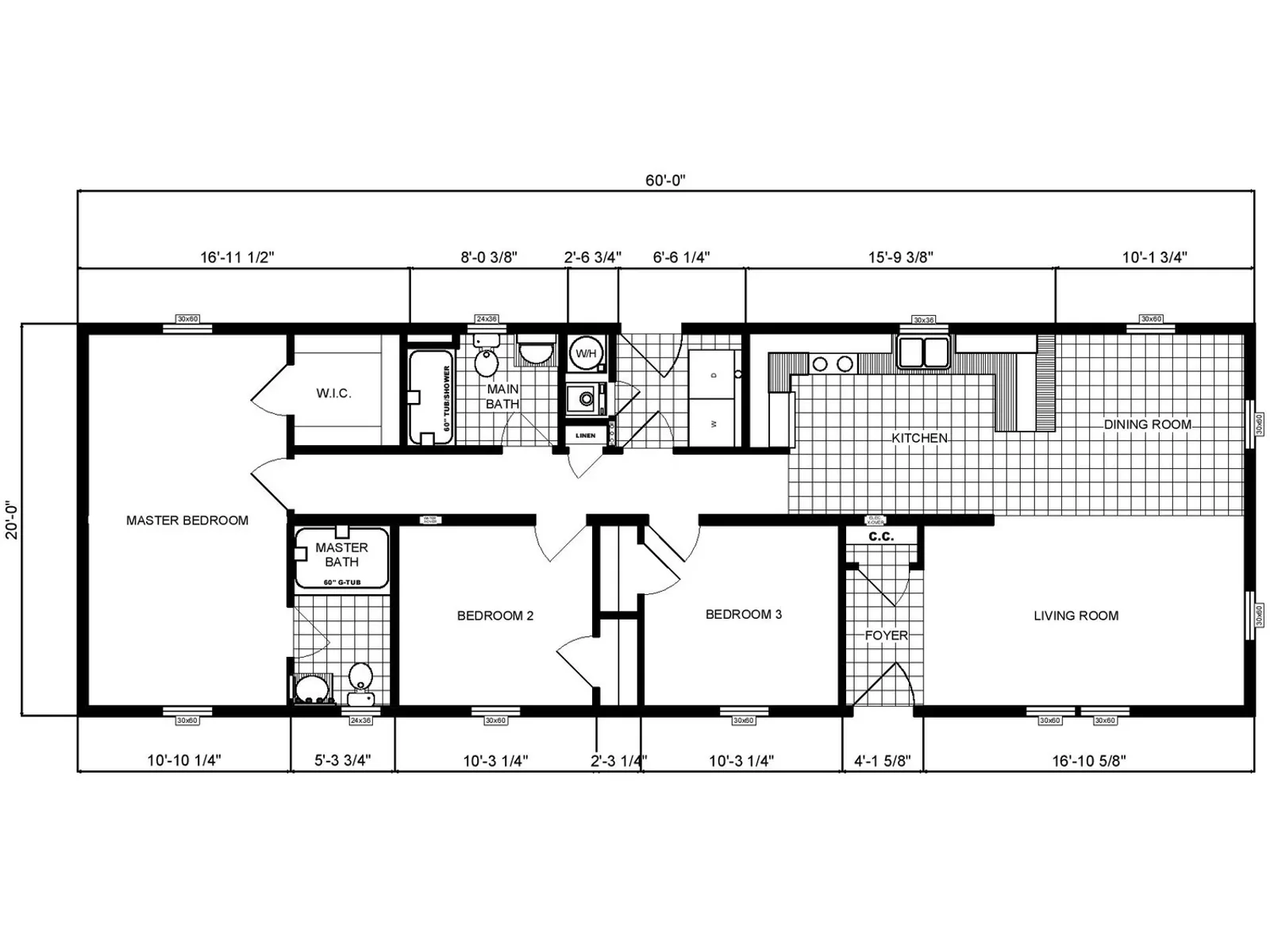 GH-180 floor plan, drawn by Pine Grove Homes