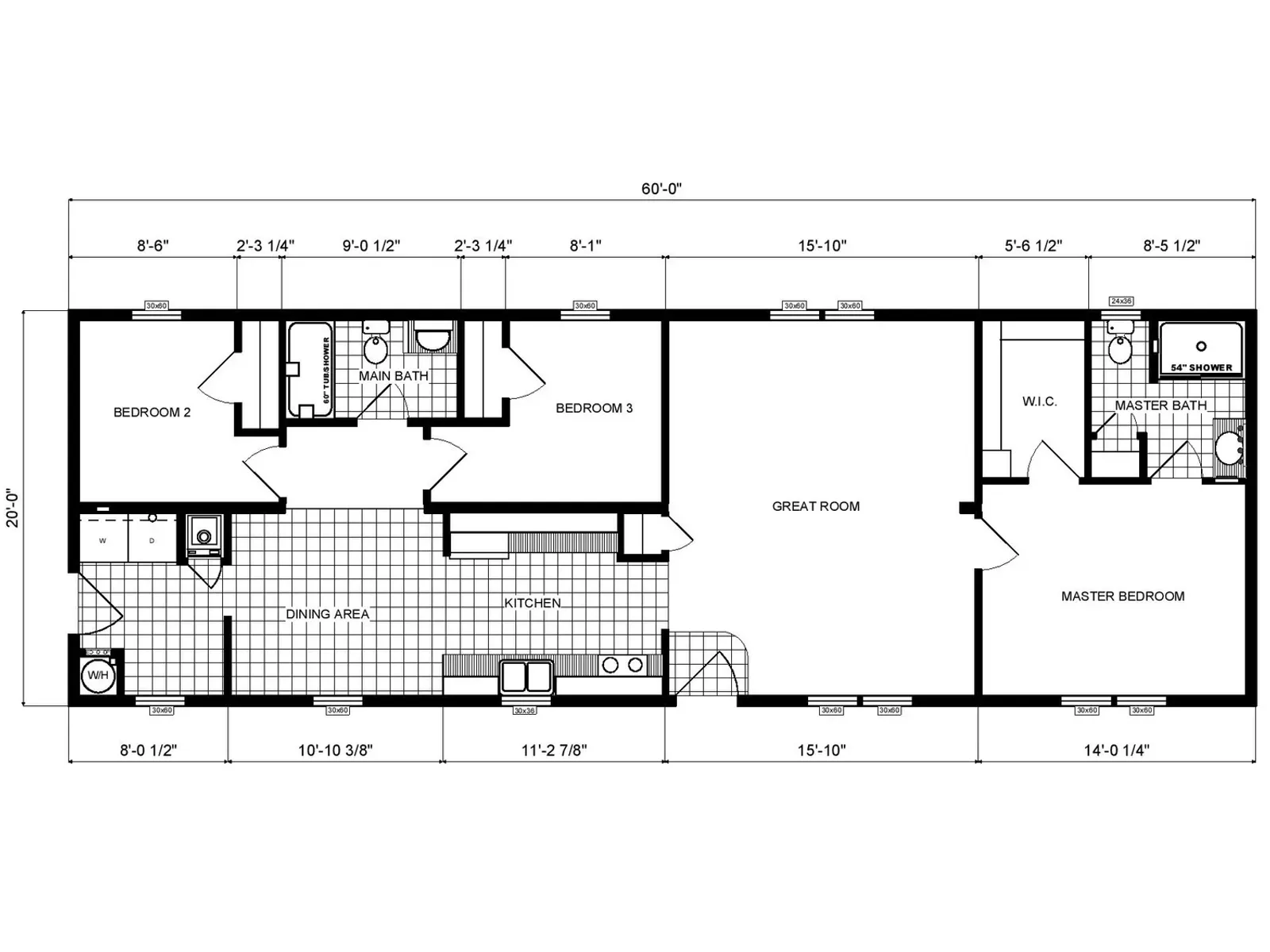 GH-184 floor plan, drawn by Pine Grove Homes