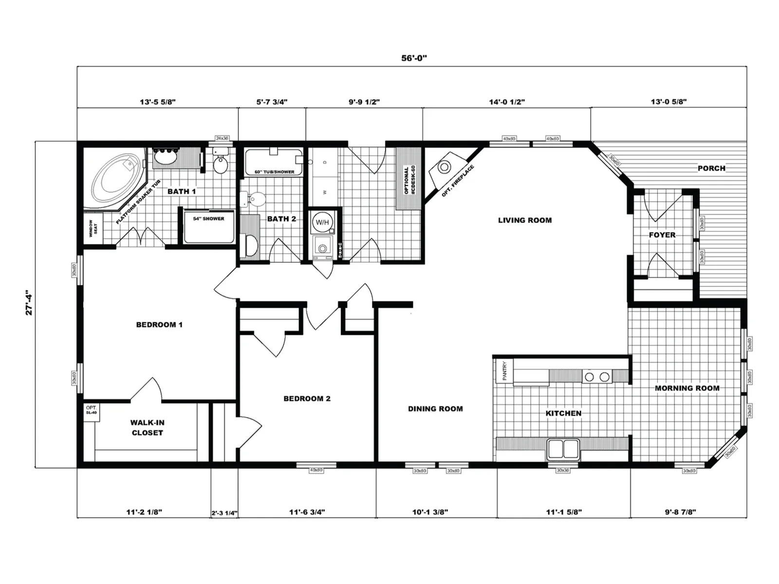 GH-1927 floor plan, drawn by Pine Grove Homes