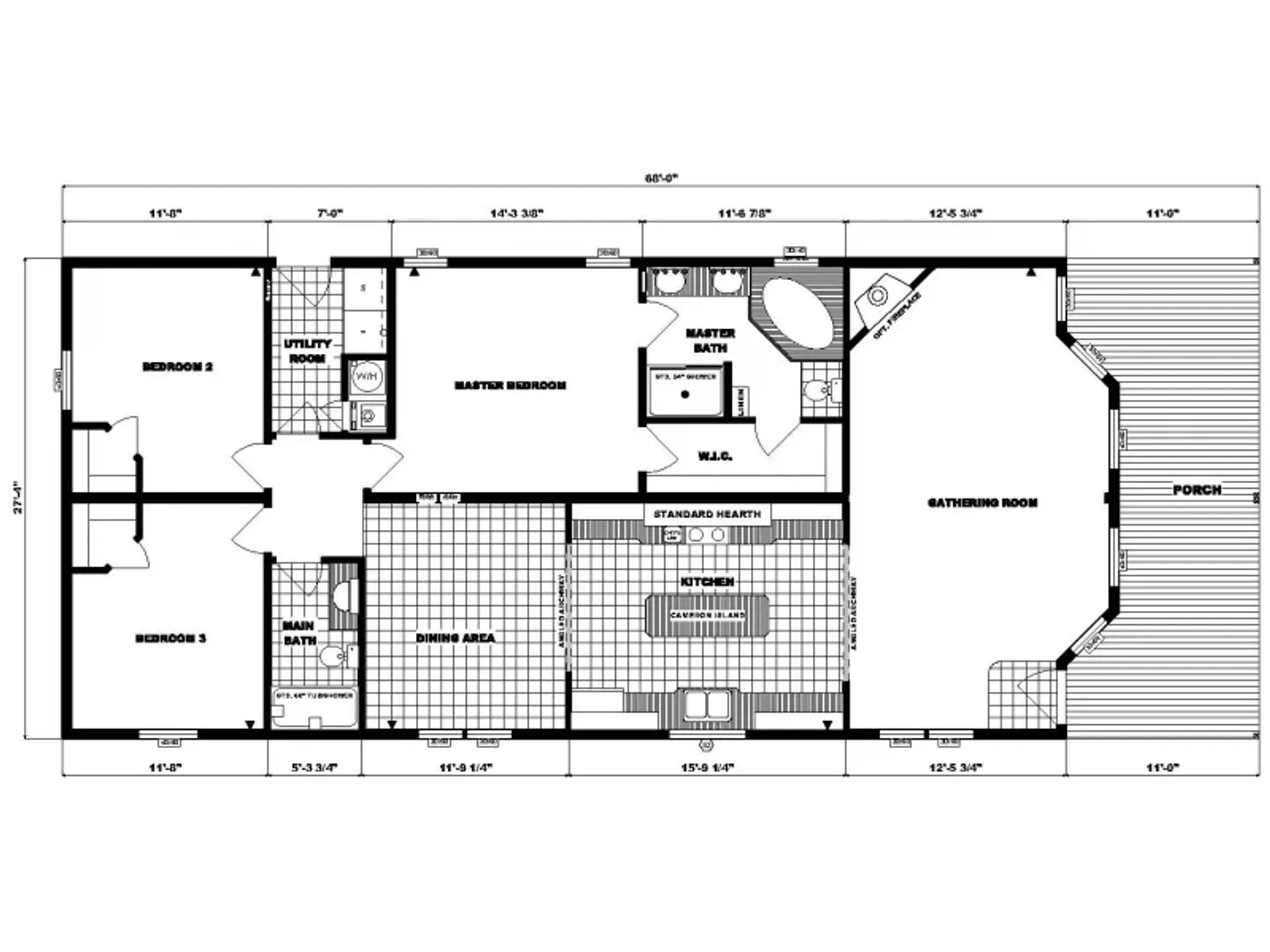 GH-1968 floor plan, drawn by Pine Grove Homes