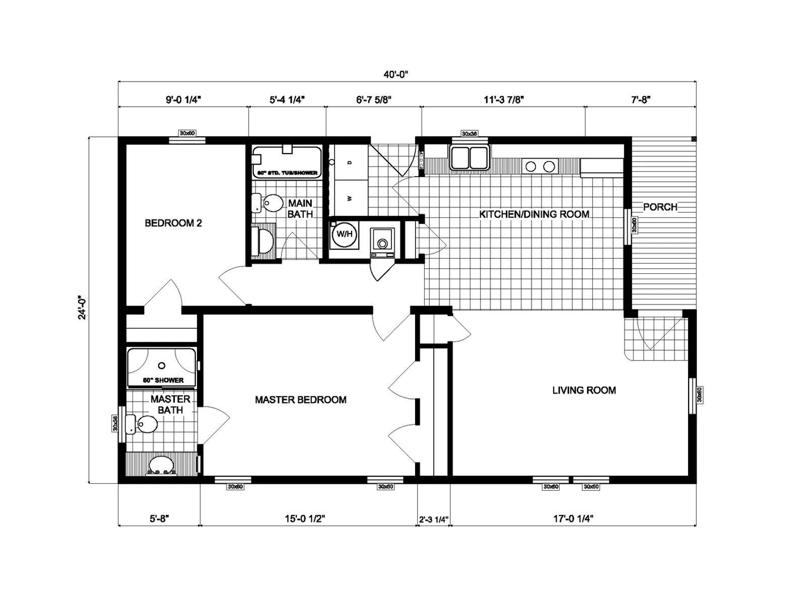 GH-203 floor plan, drawn by Pine Grove Homes