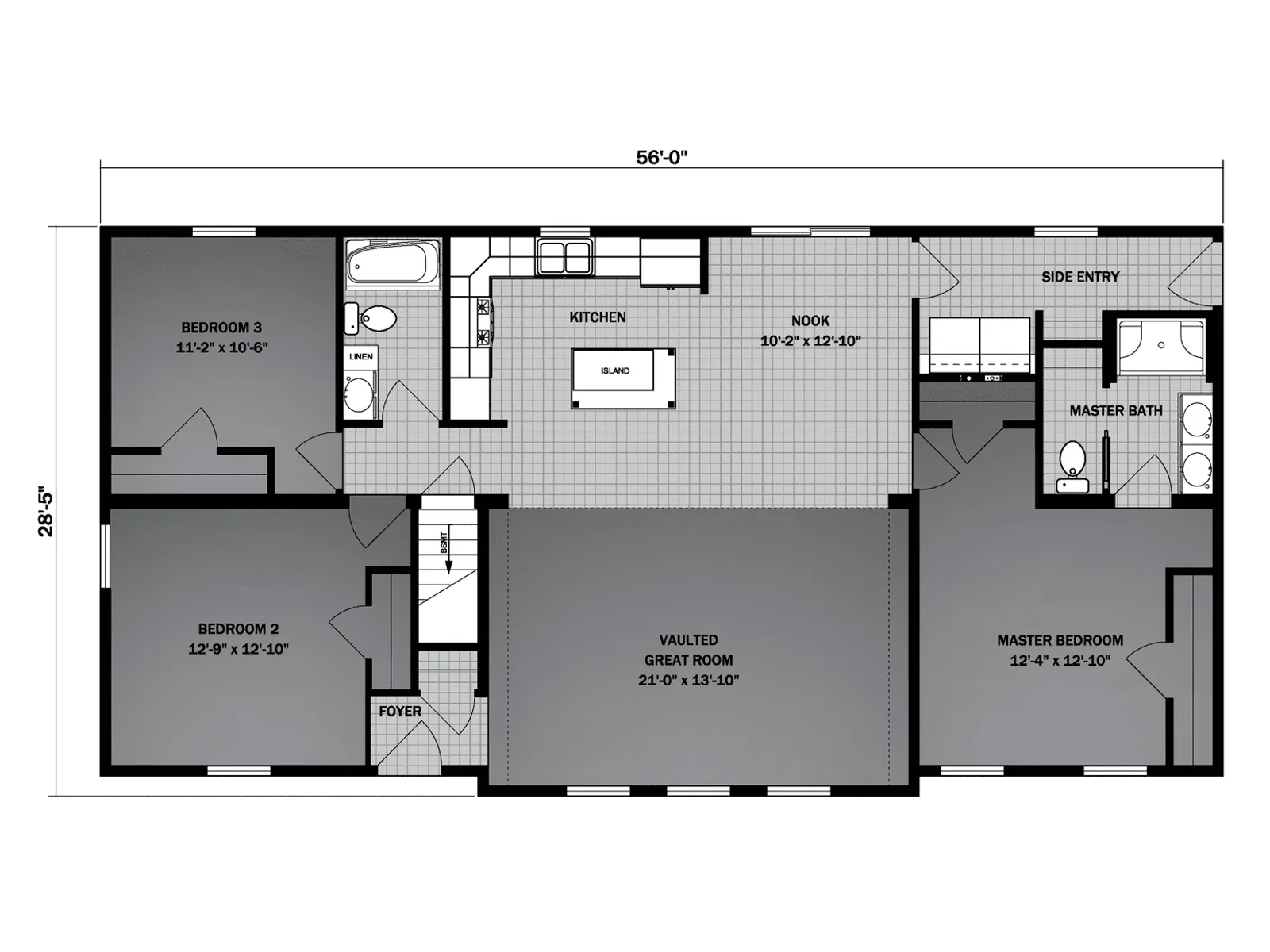 Grand Teton floor plan, drawn by Pleasant Valley Homes
