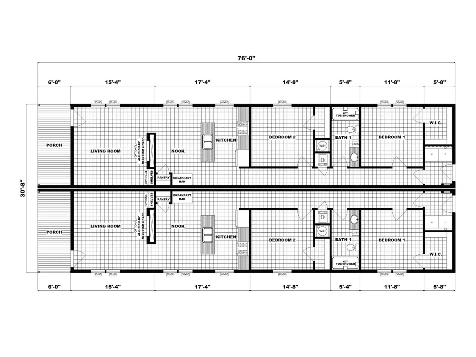 HUD-DPLX-3276-PG01 floor plan, drawn by Pine Grove Homes