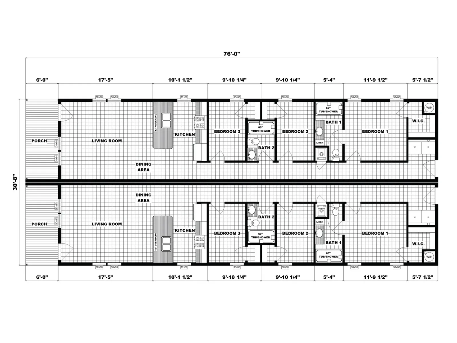 HUD-DPLX-3276-PG03 floor plan, drawn by Pine Grove Homes