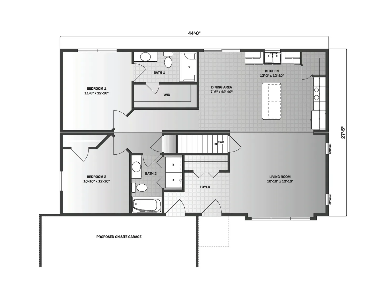 Knox floor plan, drawn by Pleasant Valley Homes