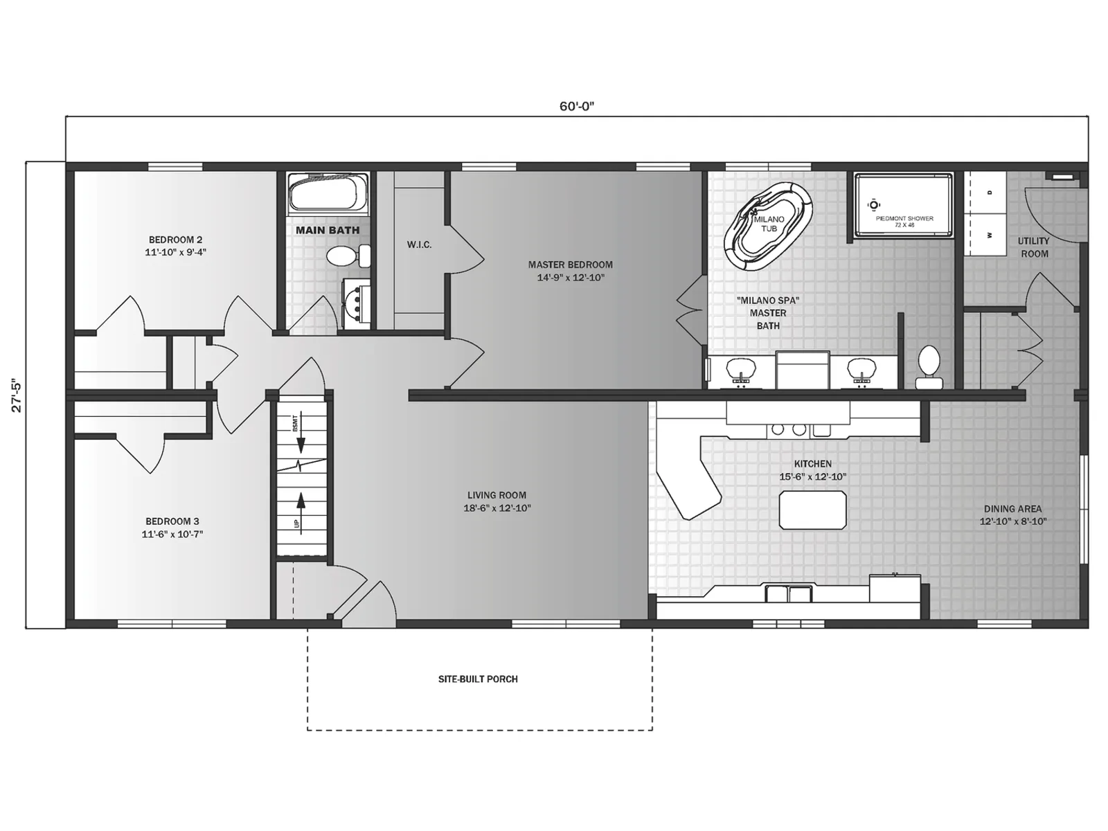 Manchester II floor plan, drawn by Pleasant Valley Homes