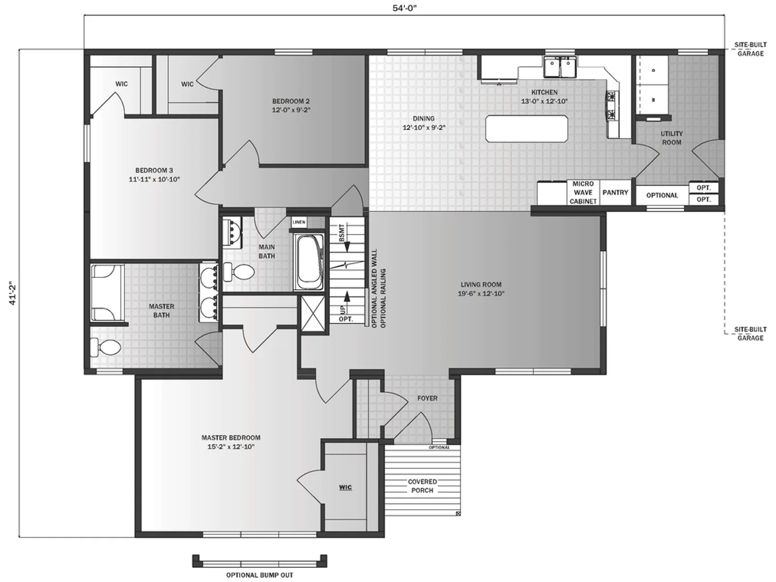 Mayfield II floor plan, drawn by Pleasant Valley Homes