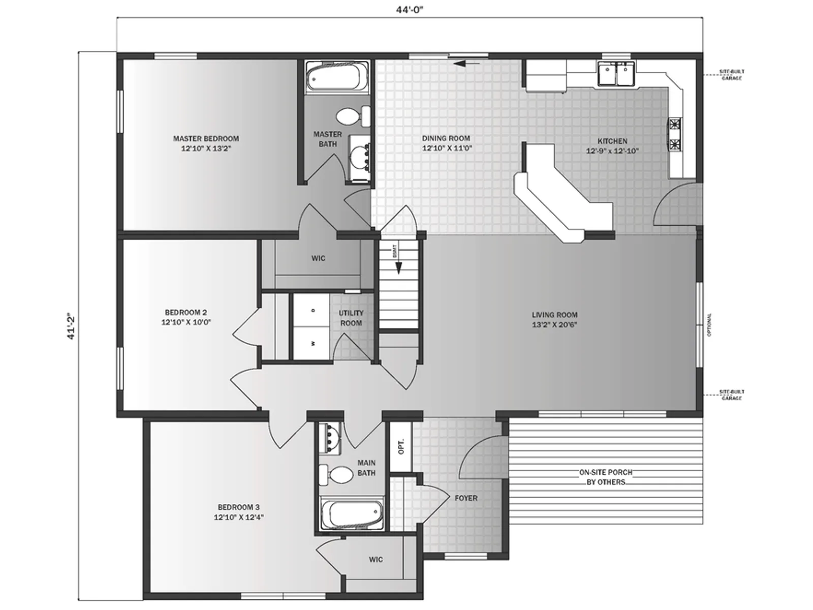 Mayfield floor plan, drawn by Pleasant Valley Homes