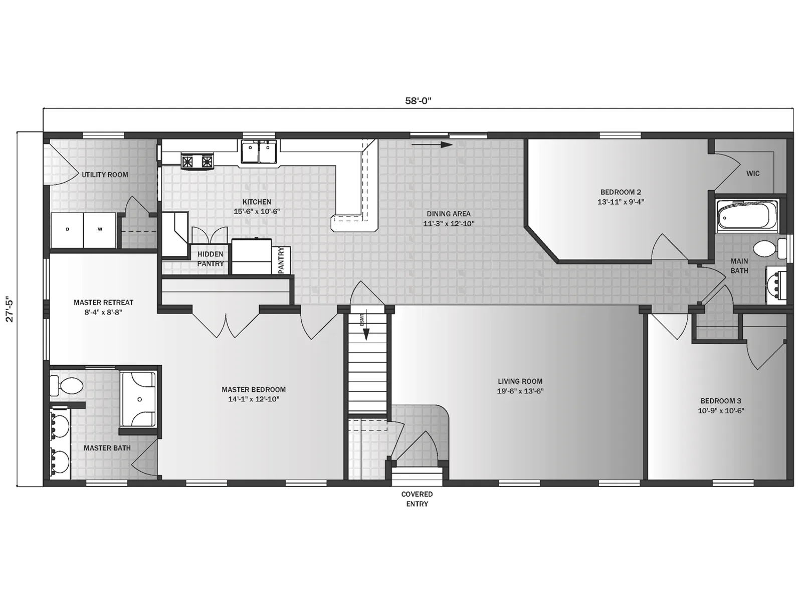 New Haven floor plan, drawn by Pleasant Valley Homes