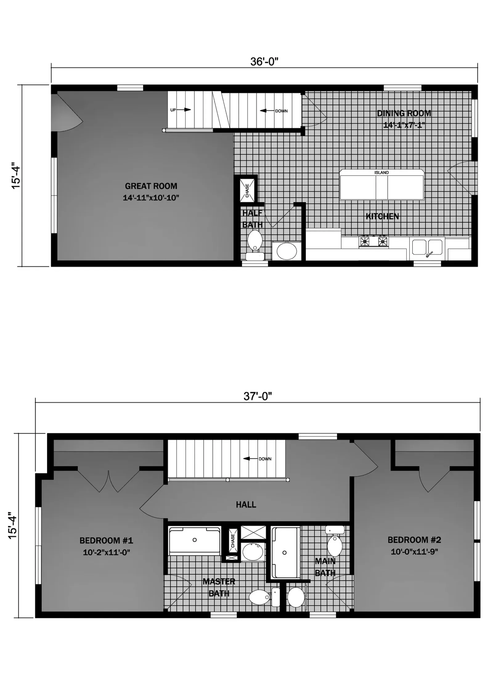 Oak Alley floor plan, drawn by Pleasant Valley Homes