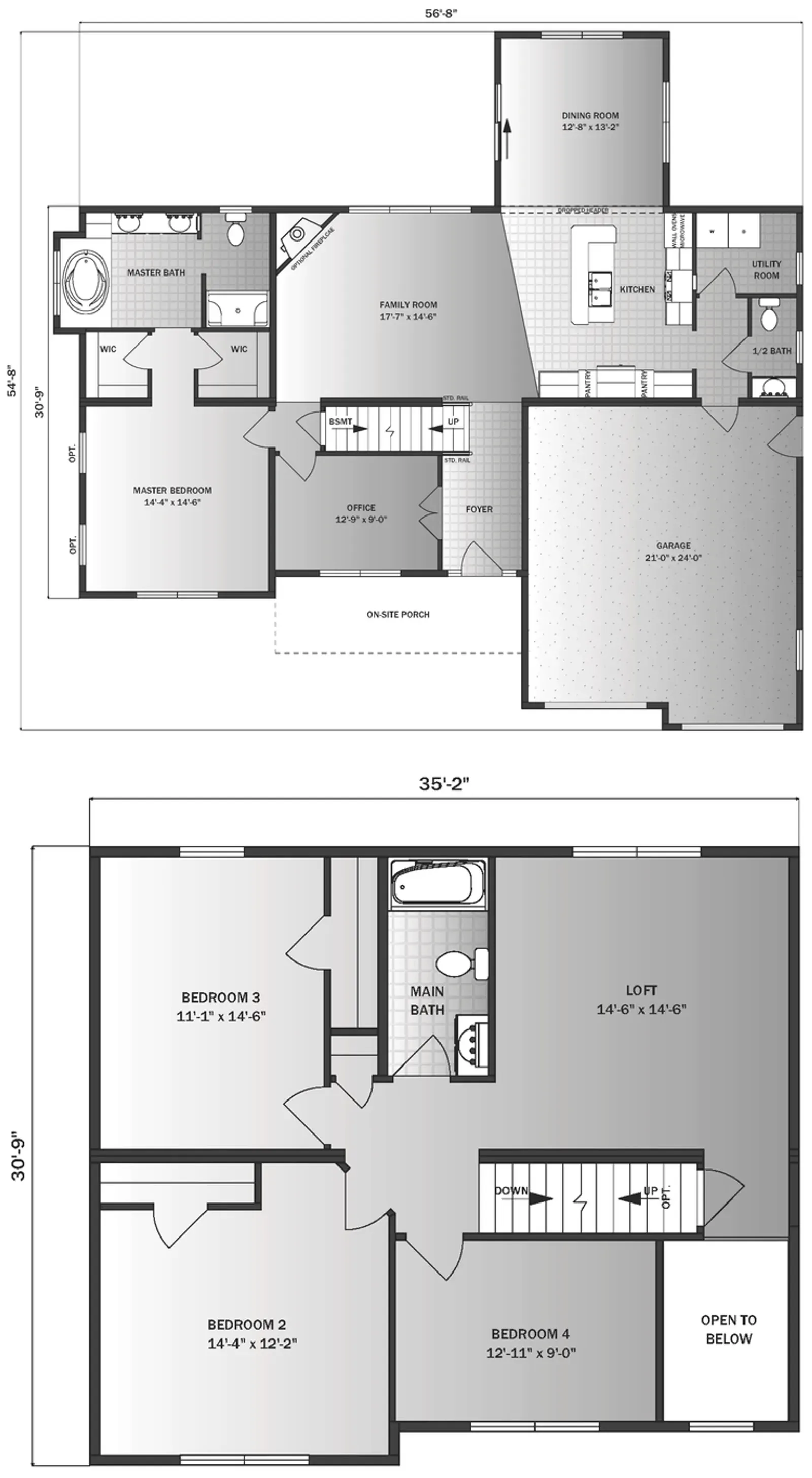 Pebble Hill floor plan, drawn by Pleasant Valley Homes
