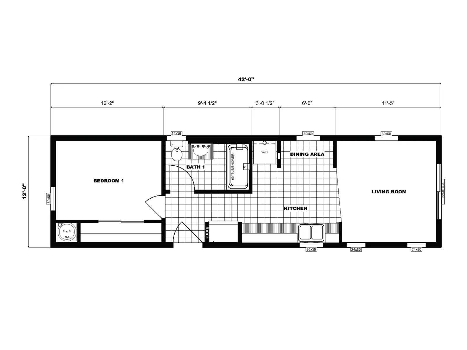 PG-370 floor plan, drawn by Pine Grove Homes