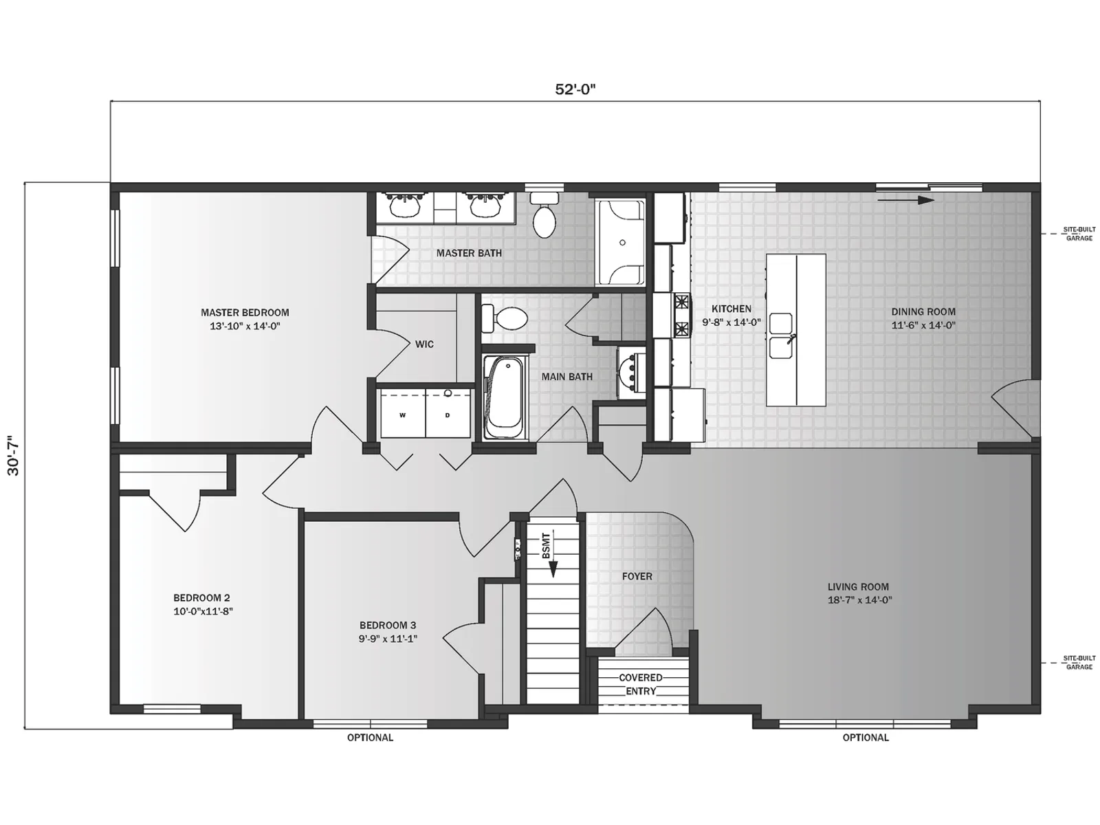Salisbury I floor plan, drawn by Pleasant Valley Homes