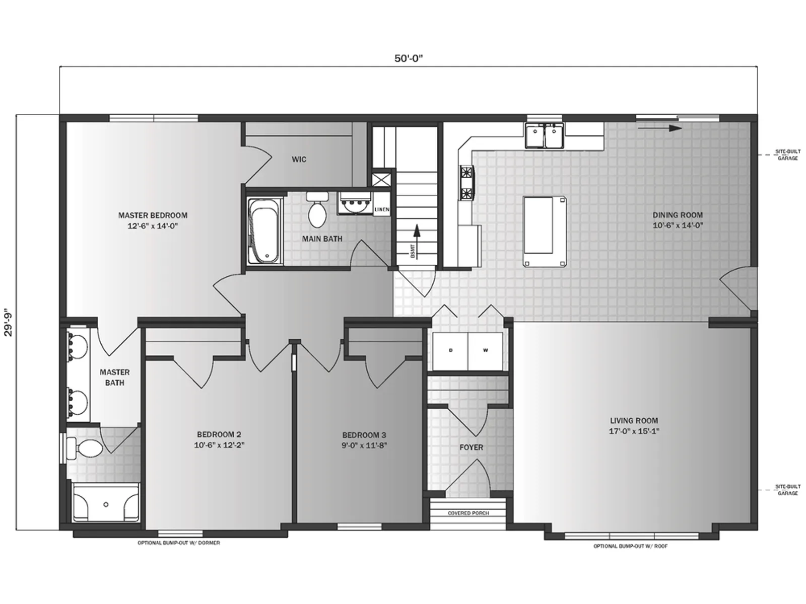 Salisbury II floor plan, drawn by Pleasant Valley Homes