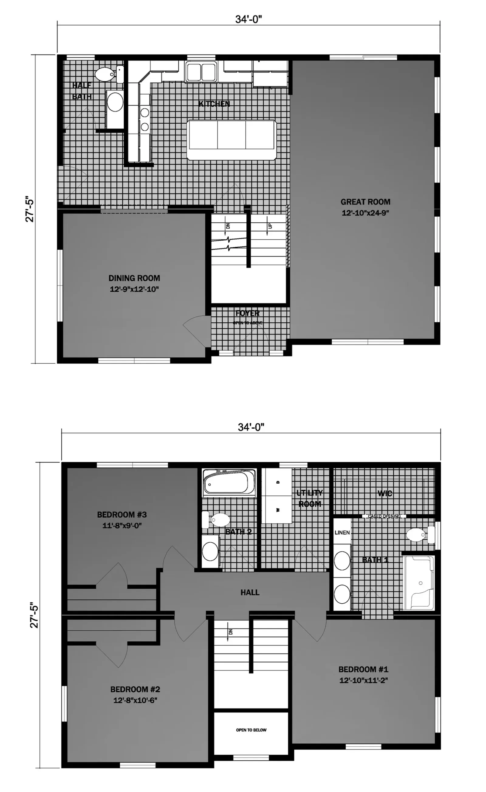 Tulip Hill floor plan, drawn by Pleasant Valley Homes