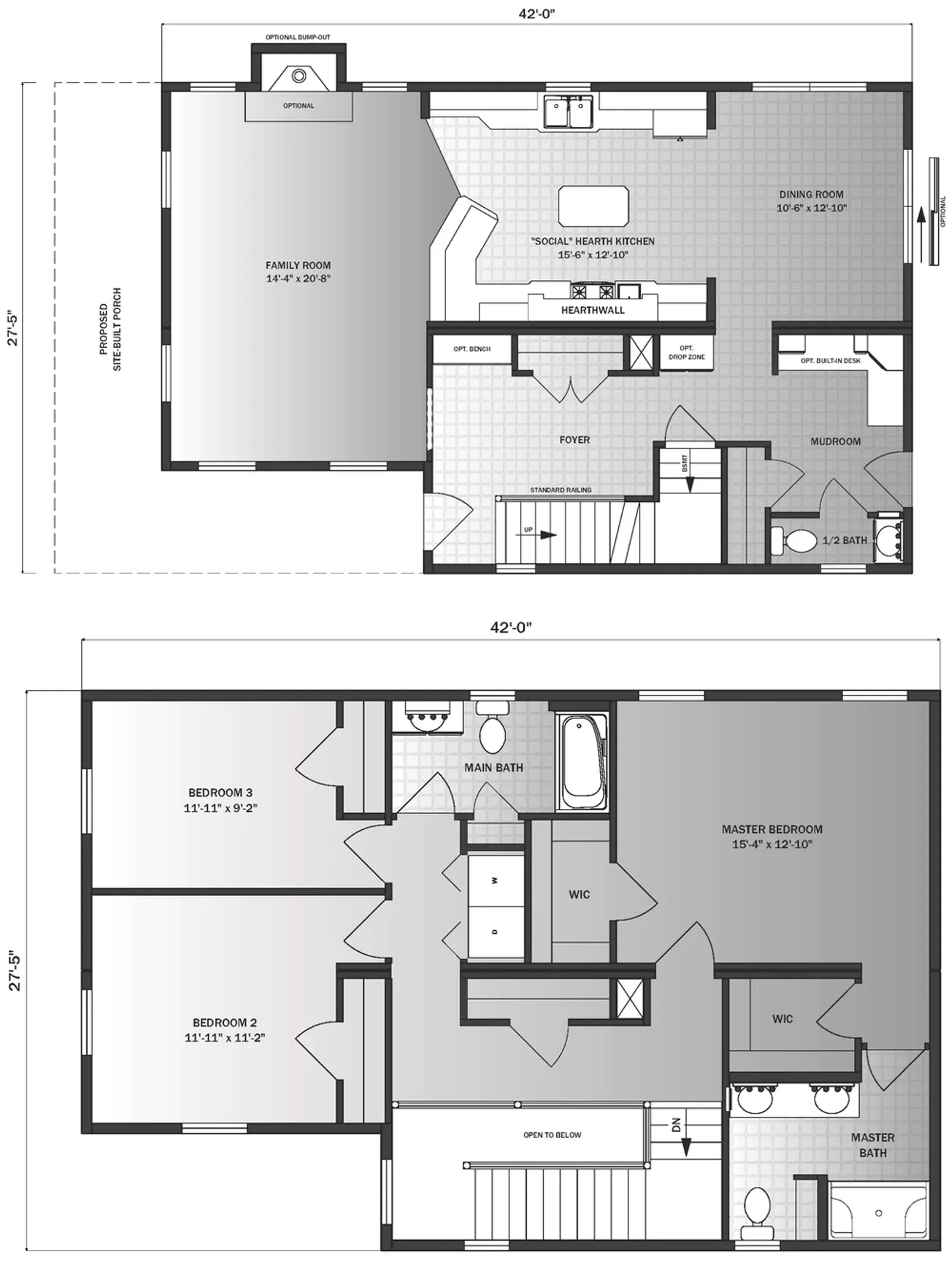 Waverly floor plan, drawn by Pleasant Valley Homes