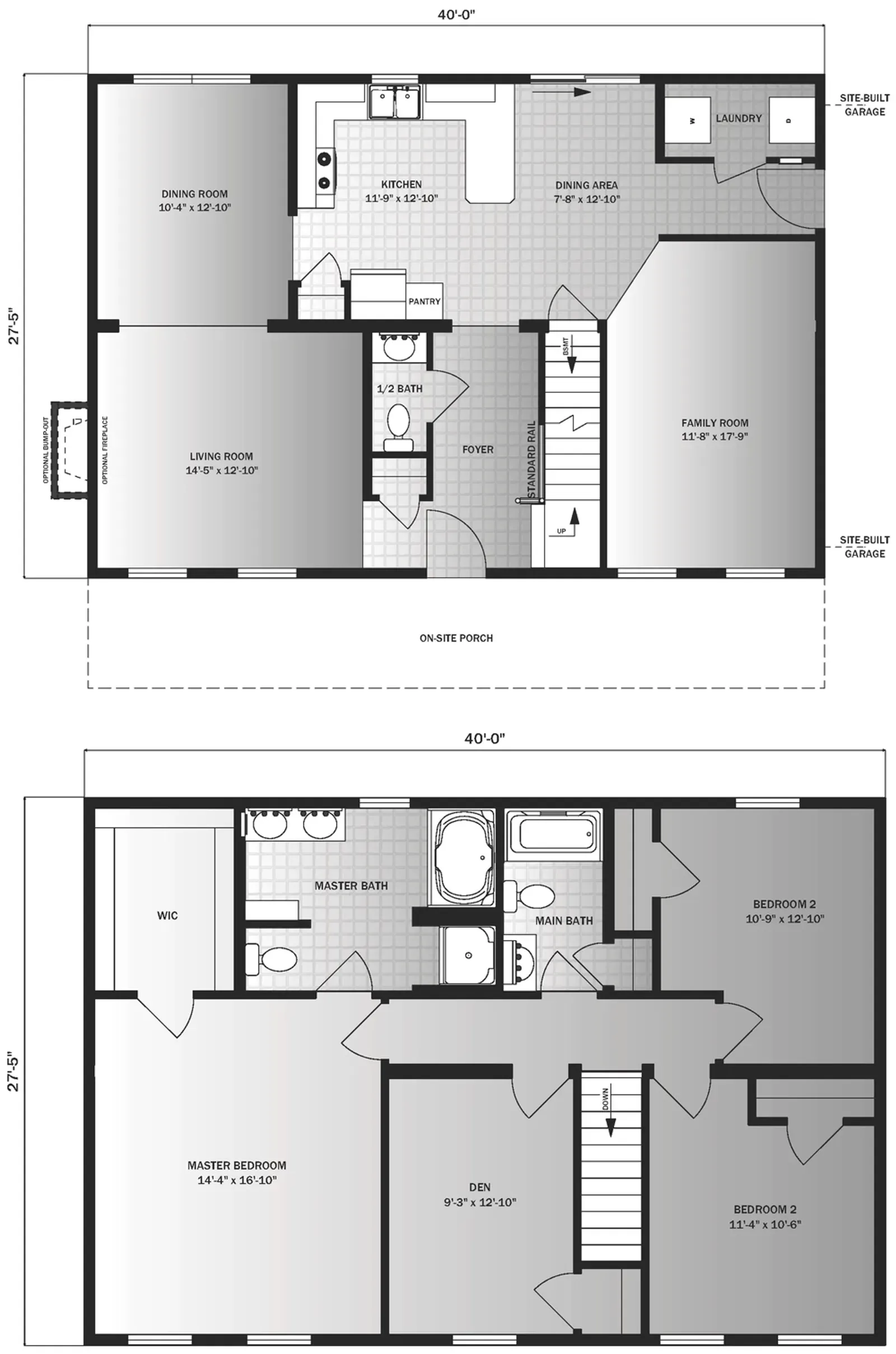 Westfield floor plan, drawn by Pleasant Valley Homes