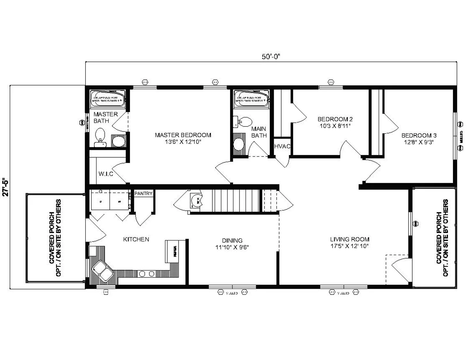 Wildwood II floor plan, drawn by Pleasant Valley Homes